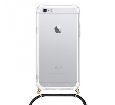 Coque avec cordon tour de cou compatible Iphone 6 / Iphone 6S - Noir et doré