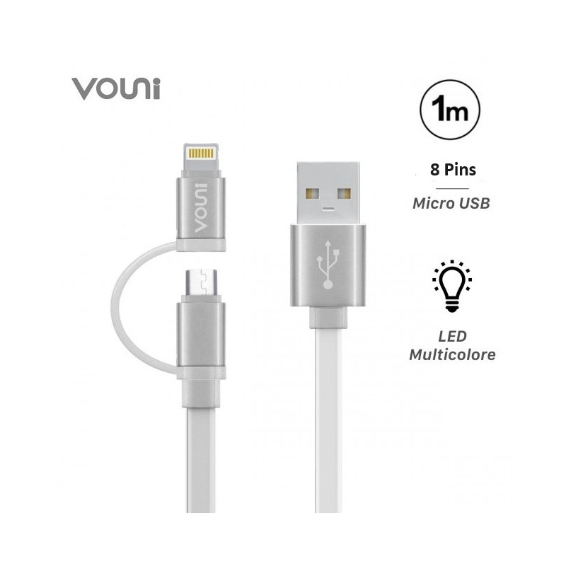 Câble Micro USB Blanc 1m Pour Huawei Y7 2018 - Chargement Et Données