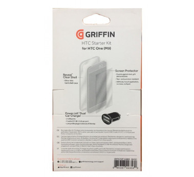 Starter Kit Griffin - HTC One M9 - Chargeur voiture Double + Coque + Film