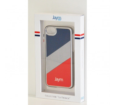 HOUSSE COQUE ETUI JAYM MADE IN FRANCE  IPHONE 6 6S 7 8 BLEU SILVER ROUGE