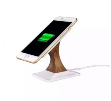 CHARGEUR RAPIDE SANS FIL QI INDUCTION ★ TEXTURE BOIS ★ UNIVERSEL STATION DE CHARGE BLANC