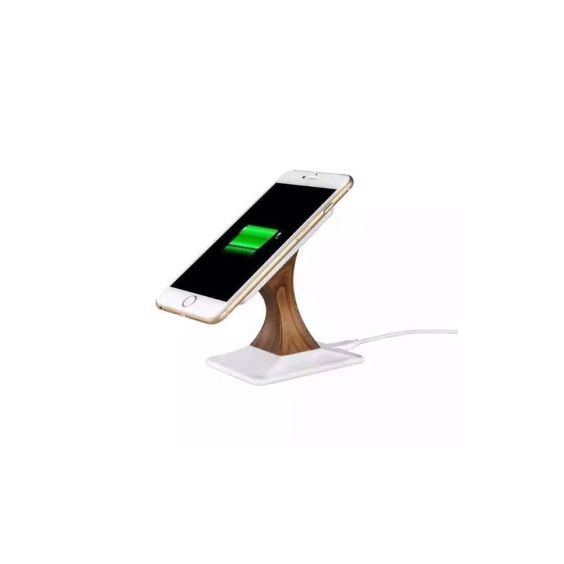 CHARGEUR RAPIDE SANS FIL QI INDUCTION ★ TEXTURE BOIS ★ UNIVERSEL STATION DE CHARGE BLANC