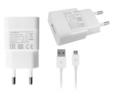 CHARGEUR SECTEUR HW-050100E01 + CABLE MICRO USB - ORIGINAL HUAWEI P8 LITE - BLANC