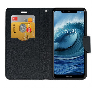 HOUSSE COQUE ETUI FANCY ★ KABURA ★ NOKIA X5 2018 ★★ FOLIO RABAT AIMANT NOIR DRAGONNE
